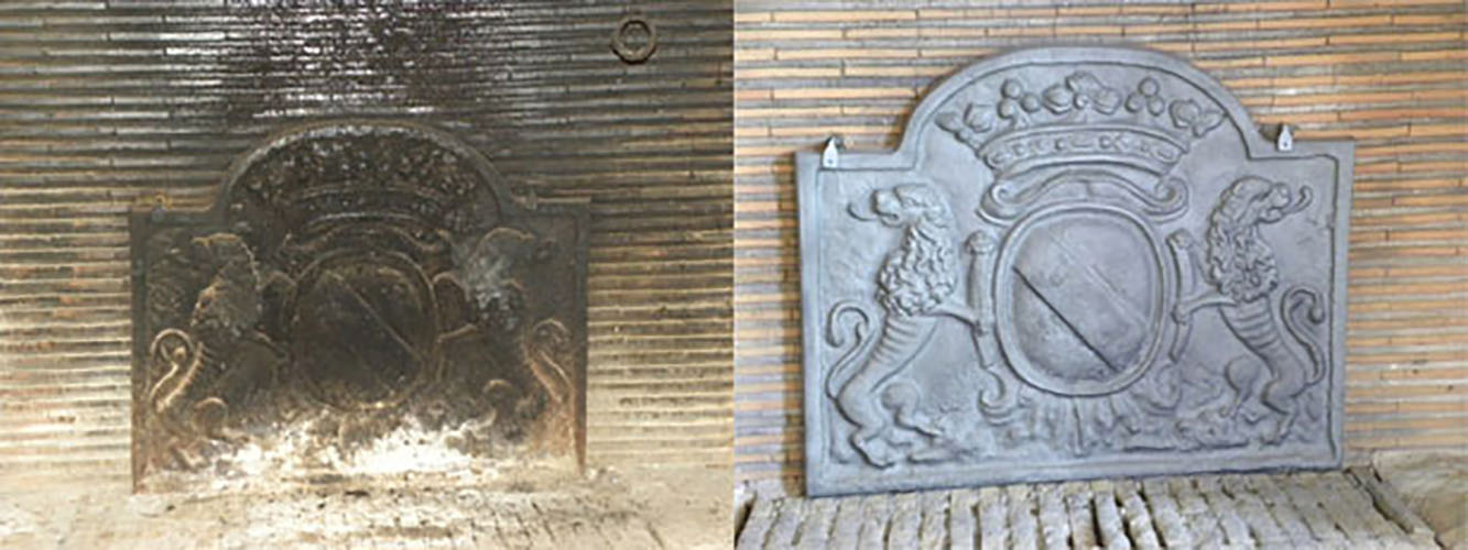 illustration exemple application Aéronov Décapage de plaques de cheminée en fonte