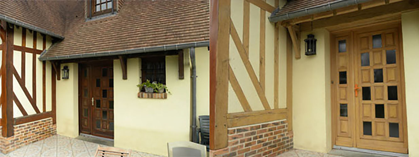 illustration exemple application Aéronov Décapage des bois de façades par aérogommage